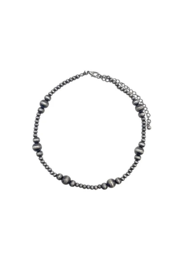 0047 FAUX SILVER BEAD CHOKER