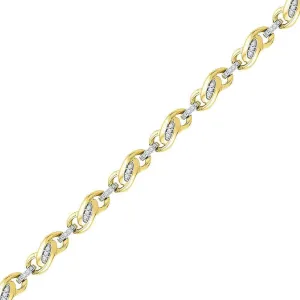 10K Yellow Gold Womens Round Diamond Fashion Link Bracelet 1/4 Cttw