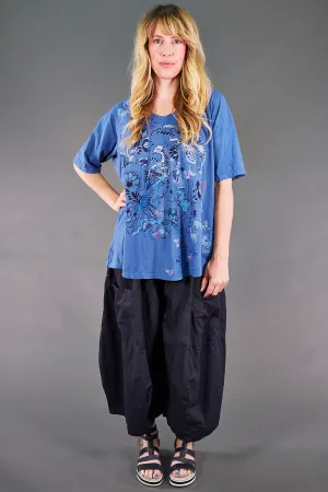 1211 Simple A-line Tee Delft-Floral Avifauna
