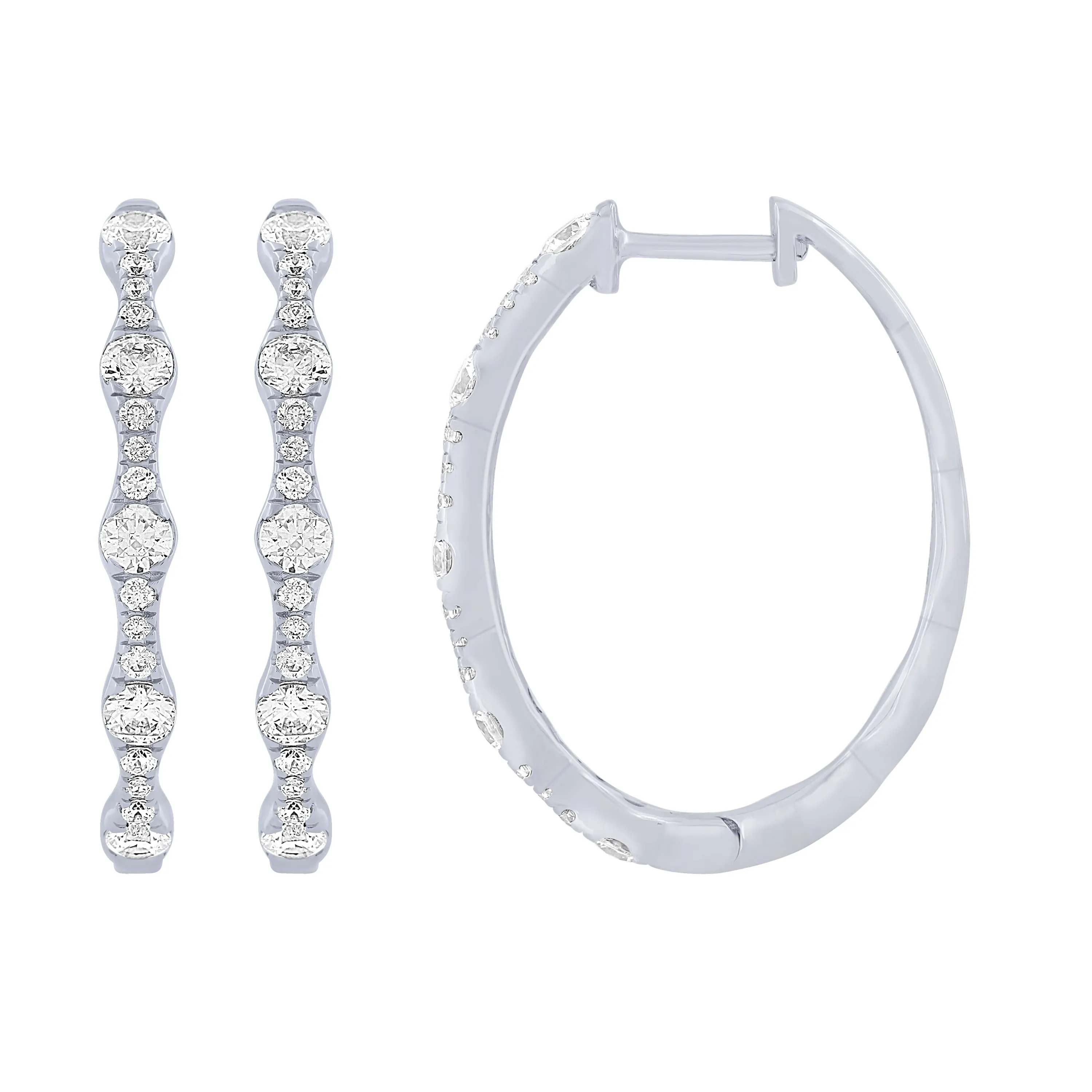 14K White Gold 1Ct Fashion Hoop Earrings