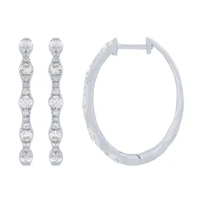 14K White Gold 1Ct Fashion Hoop Earrings