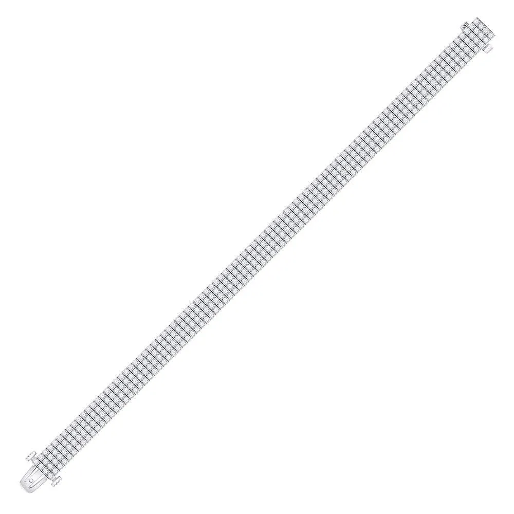 14K White Gold Men Round Diamond Fashion Bracelet 9-1/2 Cttw
