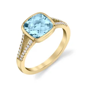 14k Yellow Gold 1.62ct Aquamarine & .16ct Diamond