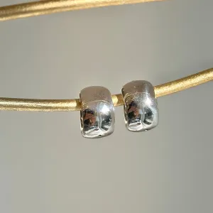 14KT White Gold 9.5mm Wide Huggie Hoop Earrings