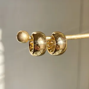 14KT Yellow Gold Shiny 9mm Wide Puffed Huggie Hoop Earrings 18mm