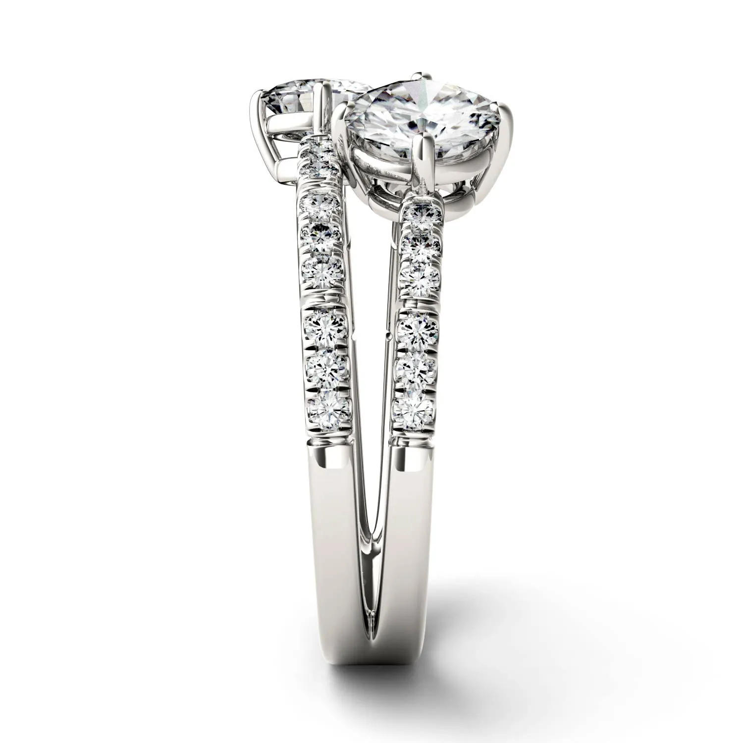 1.60 CTW DEW Round Moissanite Fashion Ring in 14K White Gold