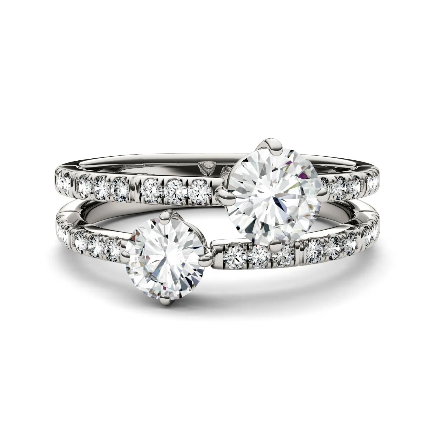 1.60 CTW DEW Round Moissanite Fashion Ring in 14K White Gold