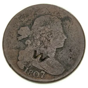 1807 1C Large 7/6 in About Good Condition with Counterstamp, Clean 4-Digit Date