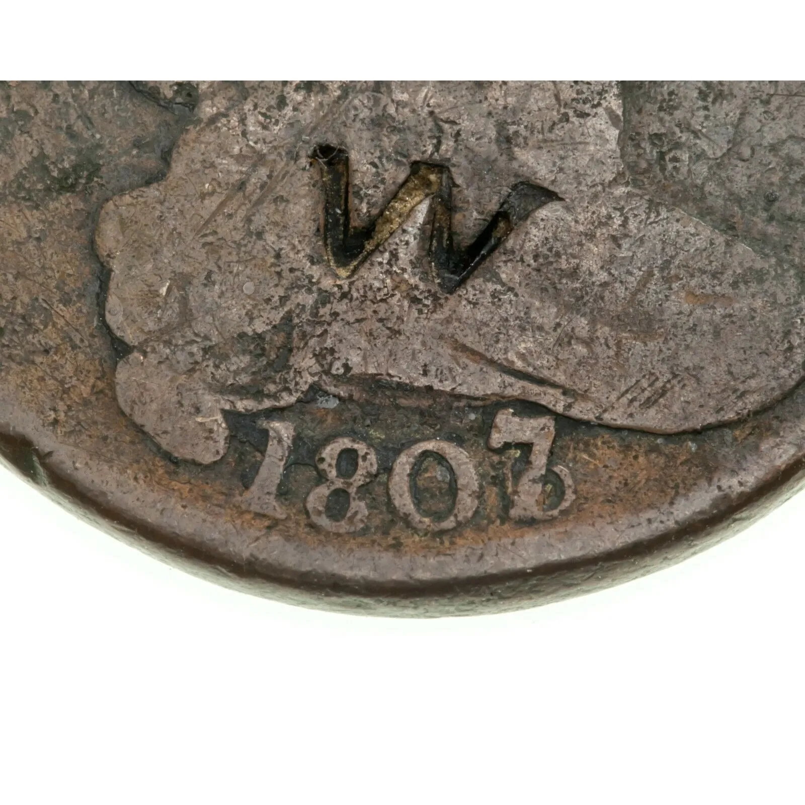 1807 1C Large 7/6 in About Good Condition with Counterstamp, Clean 4-Digit Date