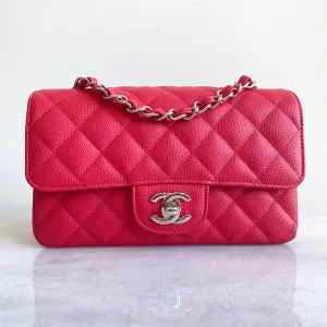 18C Light Red Caviar Mini Rectangular Flap Bag