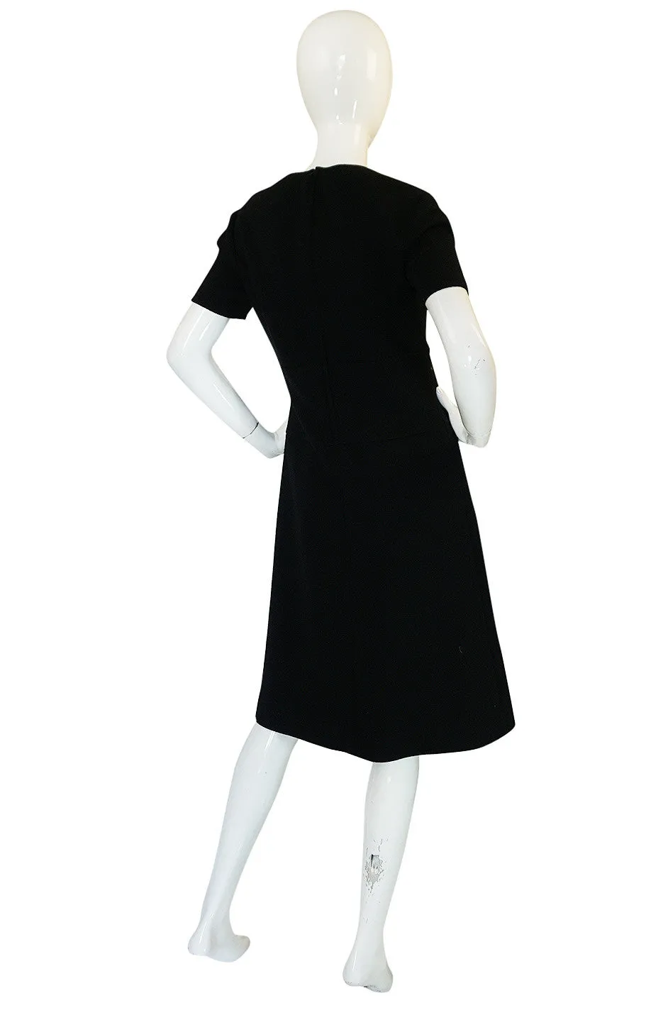 1960s Little Black Shift Dress with Curved Seams