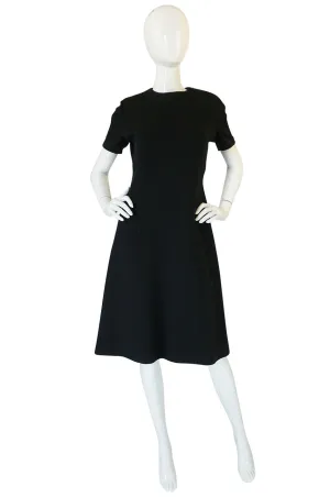1960s Little Black Shift Dress with Curved Seams