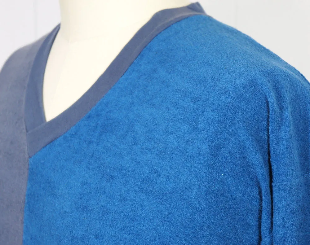 1970's Blue Color Block V-Neck Sweater - Size L