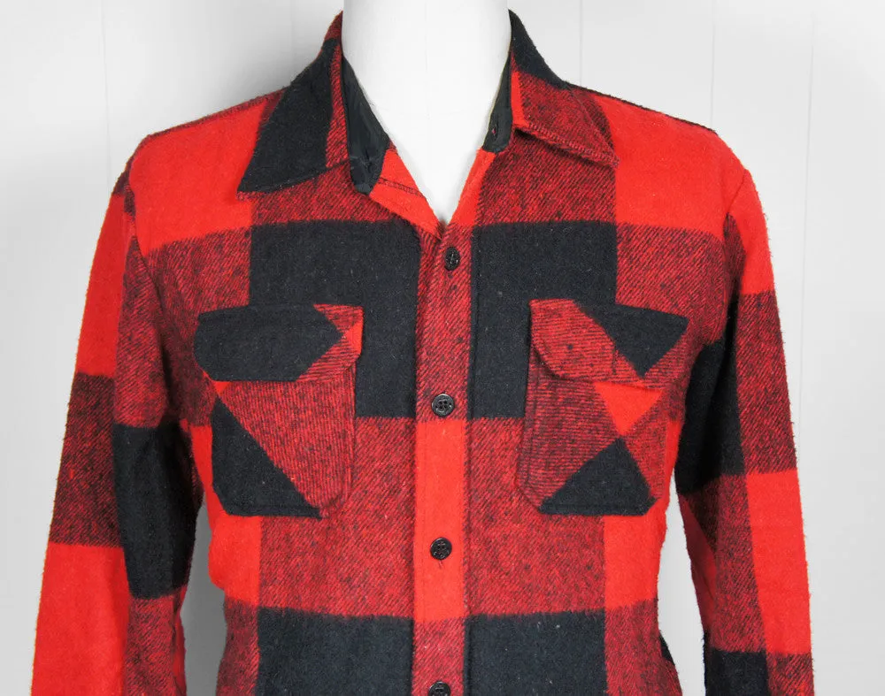1970's Buffalo Plaid Flannel Shirt - Size XL