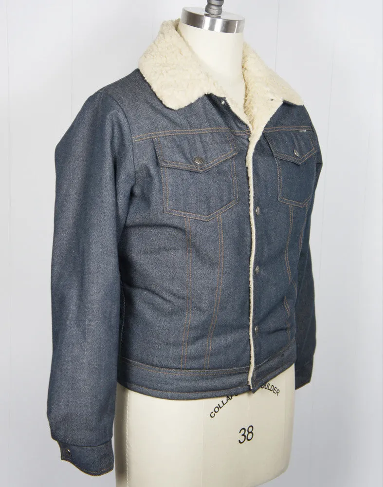 1970's Sherpa Lined Denim Winter Jacket - Size M