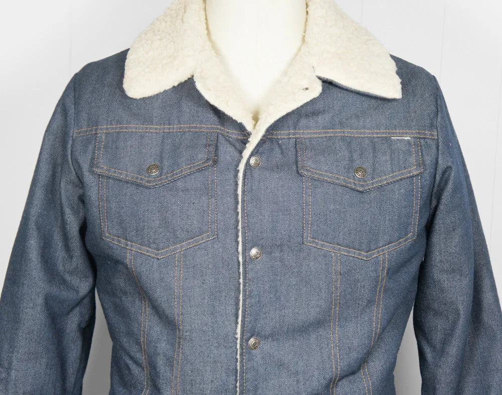 1970's Sherpa Lined Denim Winter Jacket - Size M