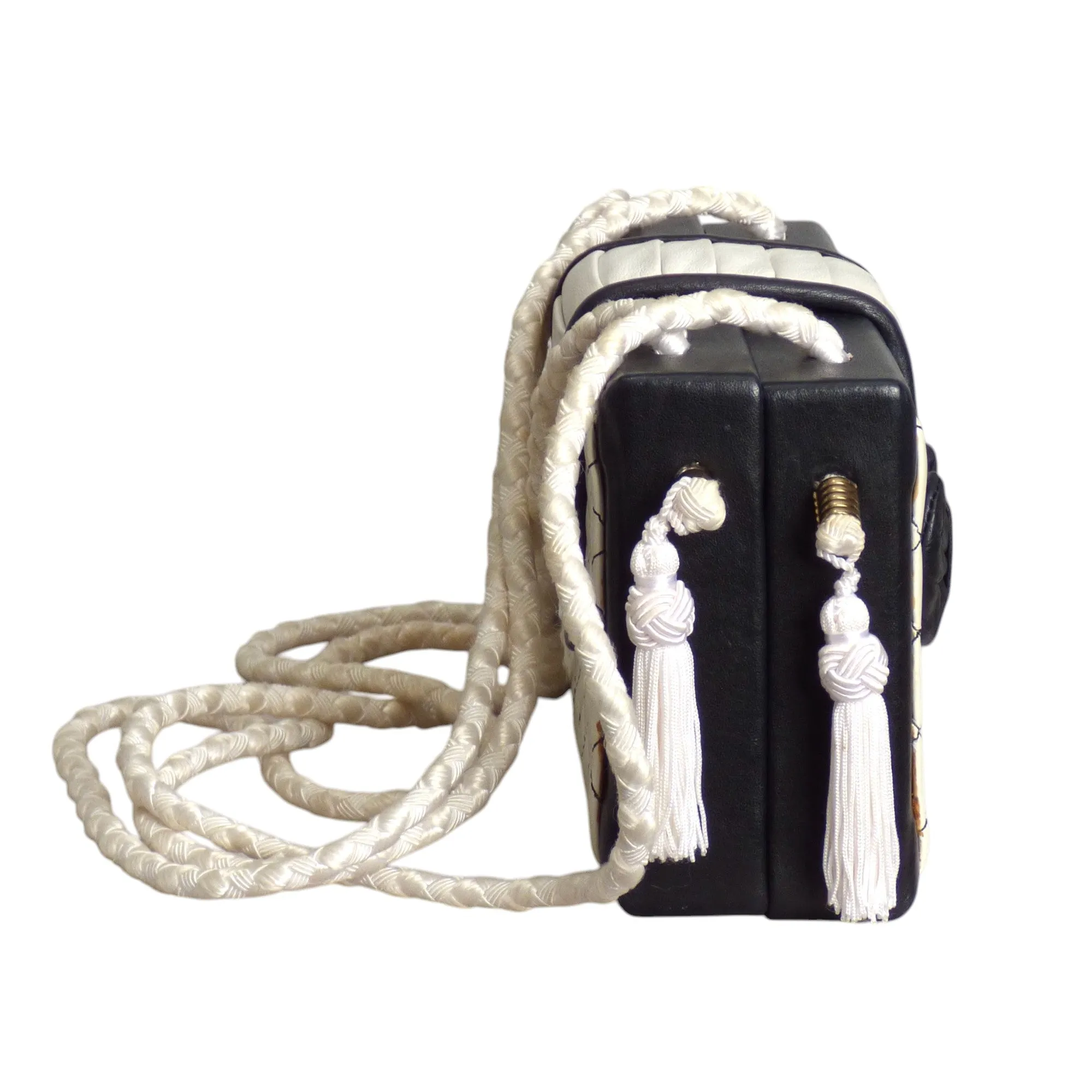 1990s Black & White Quilted Box Purse