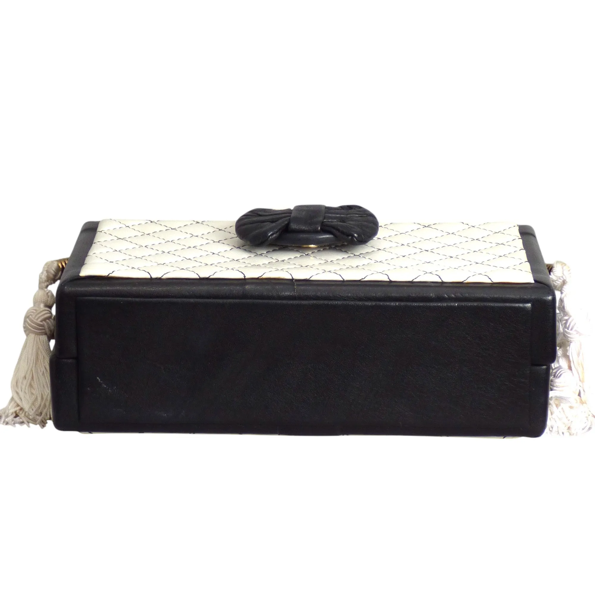 1990s Black & White Quilted Box Purse