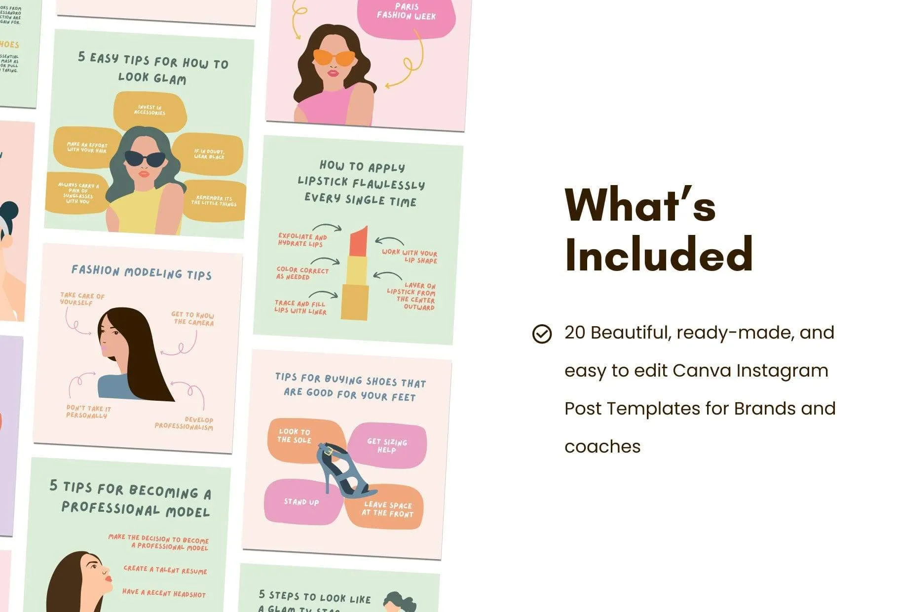20 Fashion Lists Instagram Posts Fully Editable Canva Templates