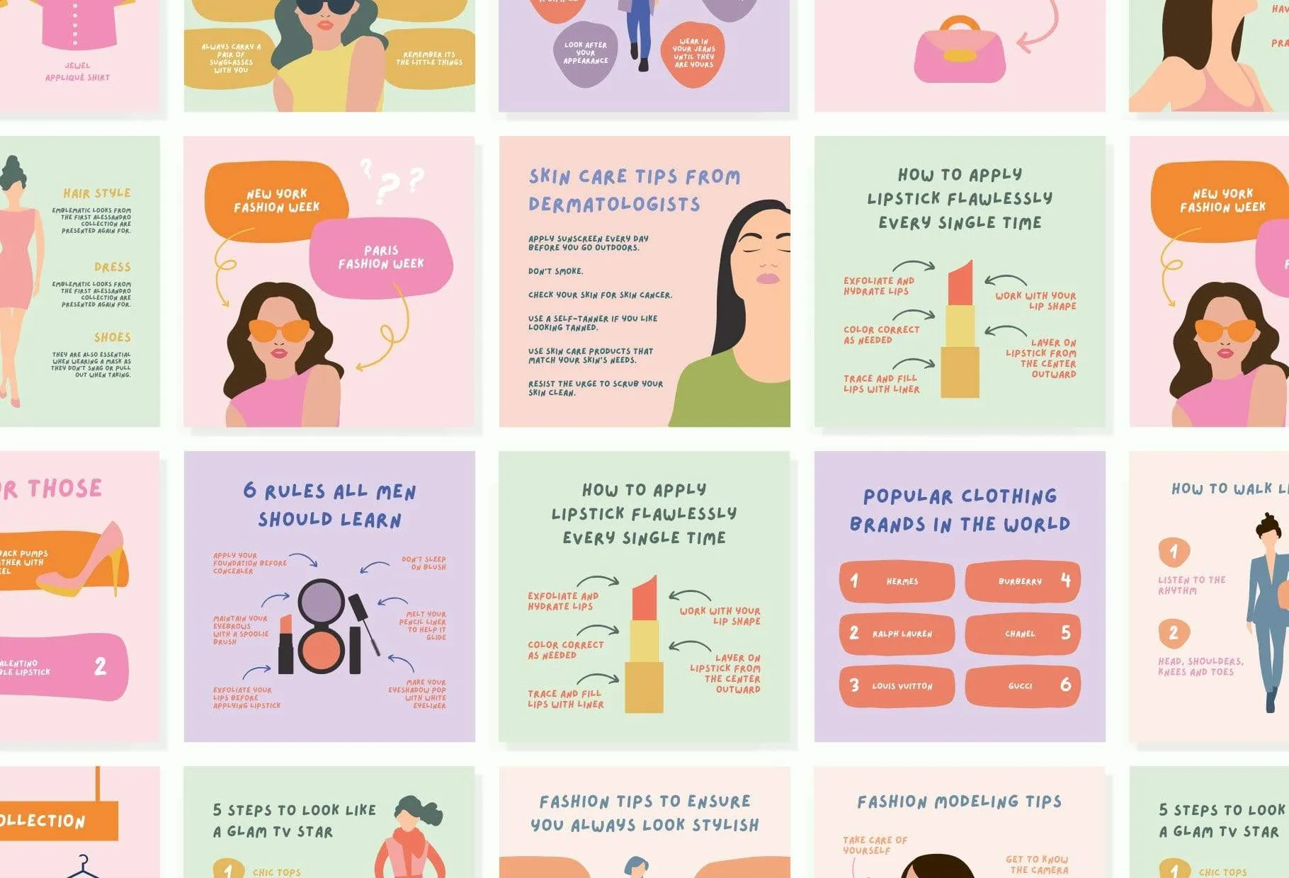 20 Fashion Lists Instagram Posts Fully Editable Canva Templates