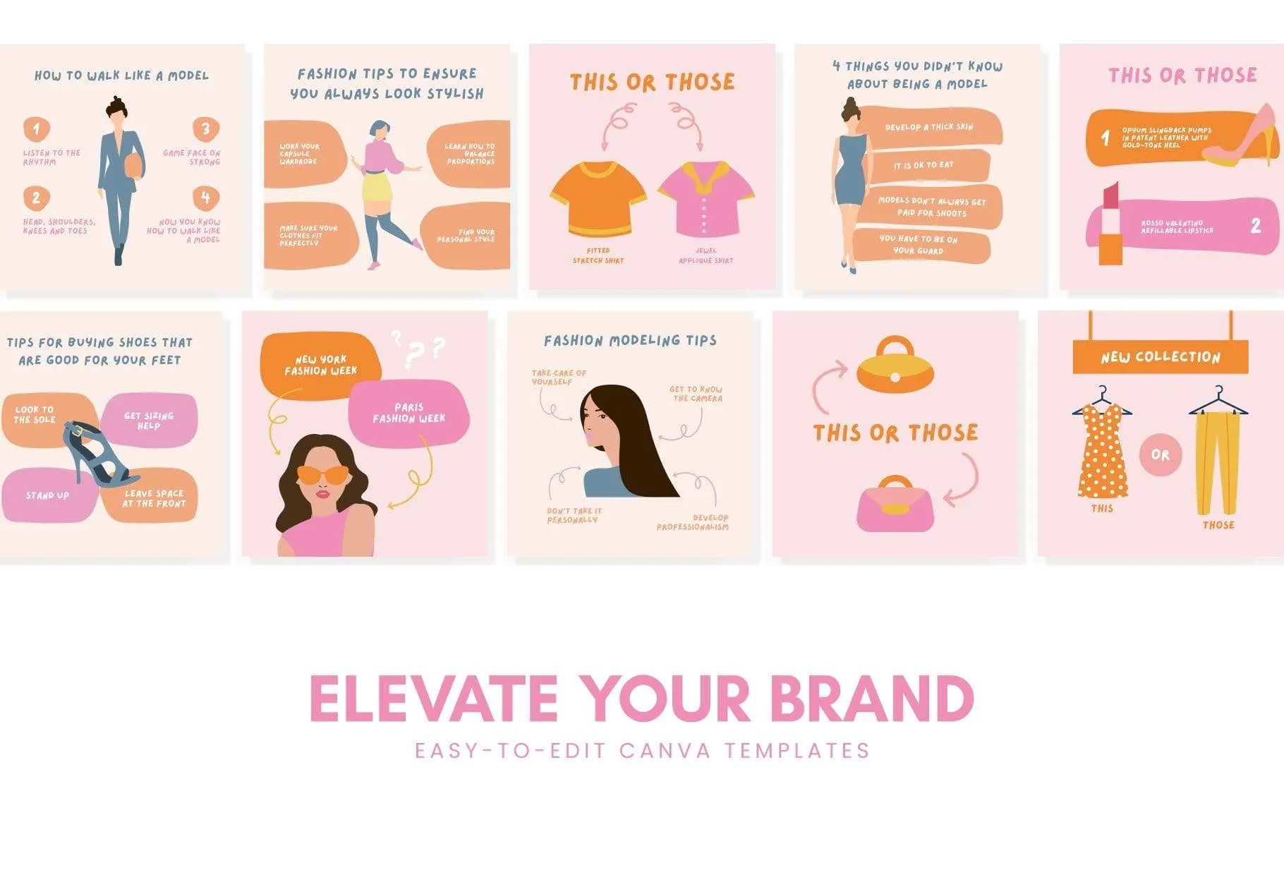 20 Fashion Lists Instagram Posts Fully Editable Canva Templates