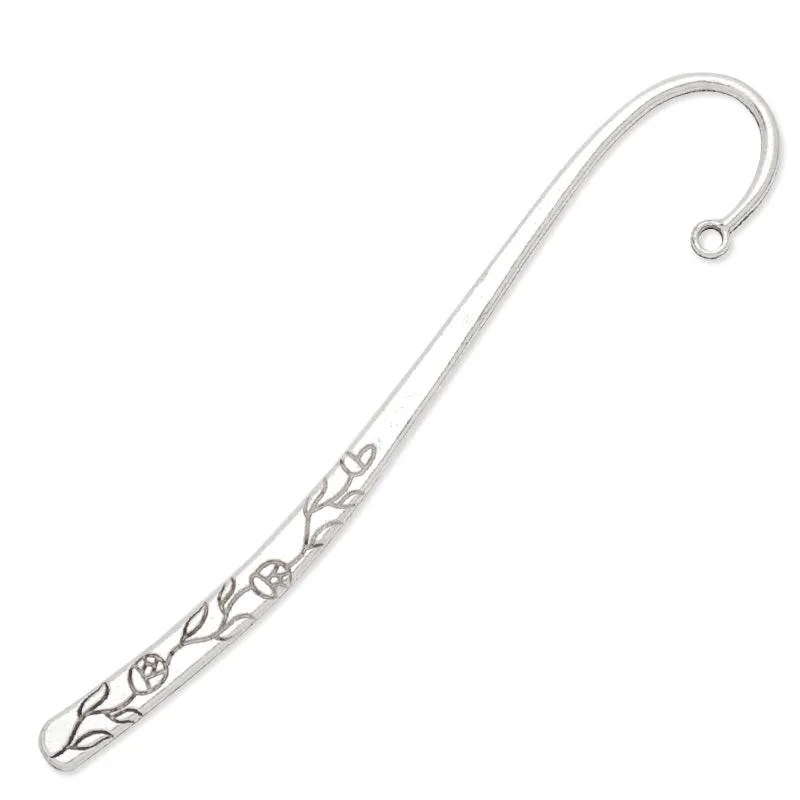 23x120mm Antique Silver Bookmark hook,simple flower,10 pieces/lot