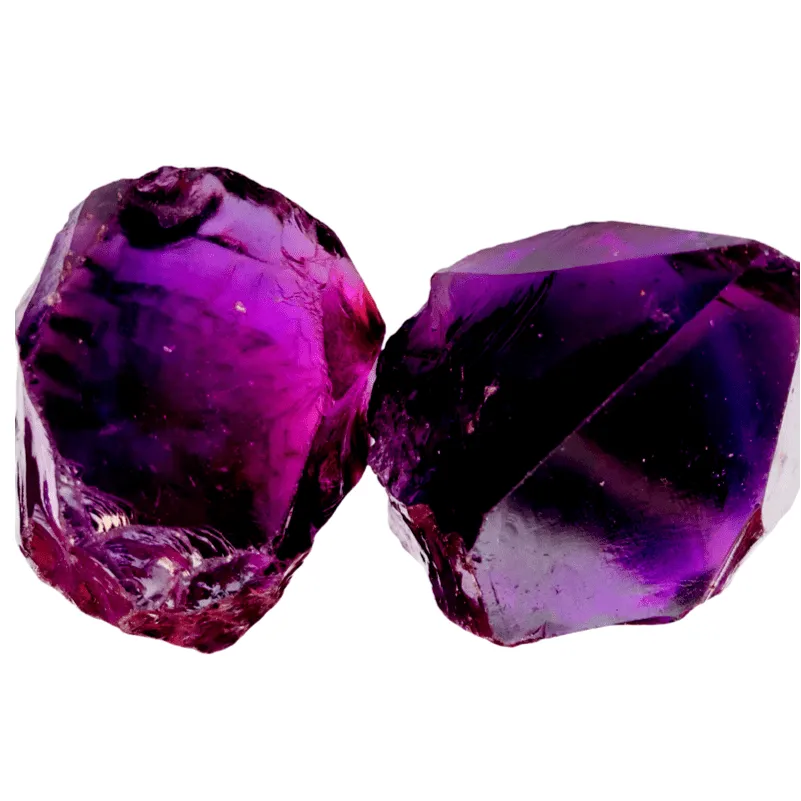 2pcs Raw Amethyst for Faceting