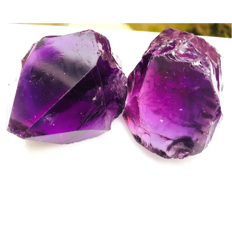 2pcs Raw Amethyst for Faceting