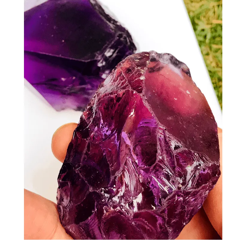 2pcs Raw Amethyst for Faceting