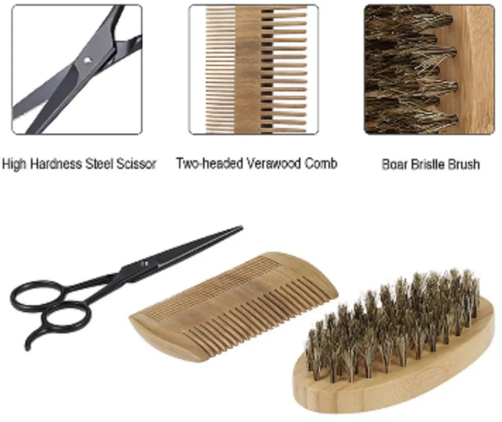 3pcs Mens Beard Grooming Kit