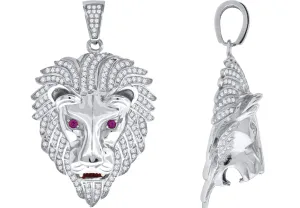 925 Sterling Silver Cubic Zirconia CZ Lion Head   Pendant Charm