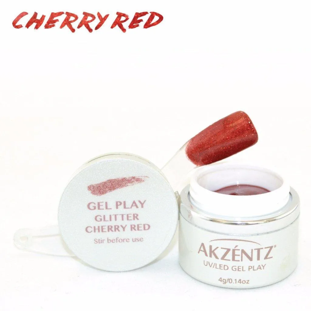 Akzentz Gel Play - Glitter Cherry Red