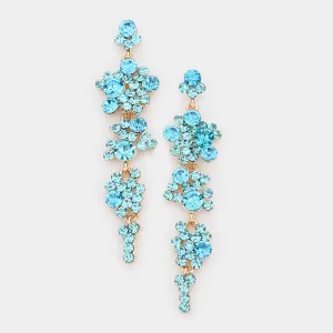 Aqua Crystal Long Dangle Earrings | 294863