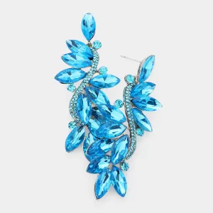Aqua Marquise Stone Dangle Pageant Earrings  | Prom Earrings | 541945