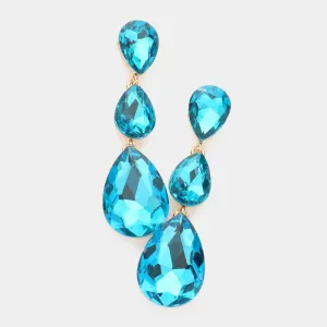 Aqua Triple Teardrop Earrings  | 237750