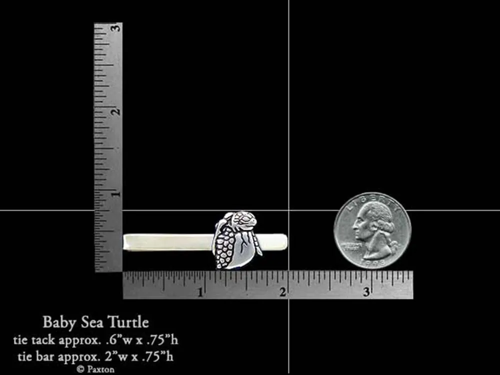 Baby Sea Turtle Tie Tack or Baby Sea Turtle Tie Bar / Tie Clip Sterling Silver