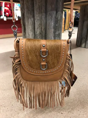 BGRLC-L107BR Crossbody - Tan Leather/Hair/Fringe
