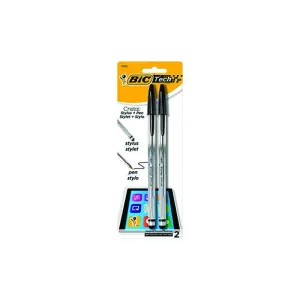 BIC Cristal Stylus   Pen Medium Point (1.0 mm) Black 2-Count