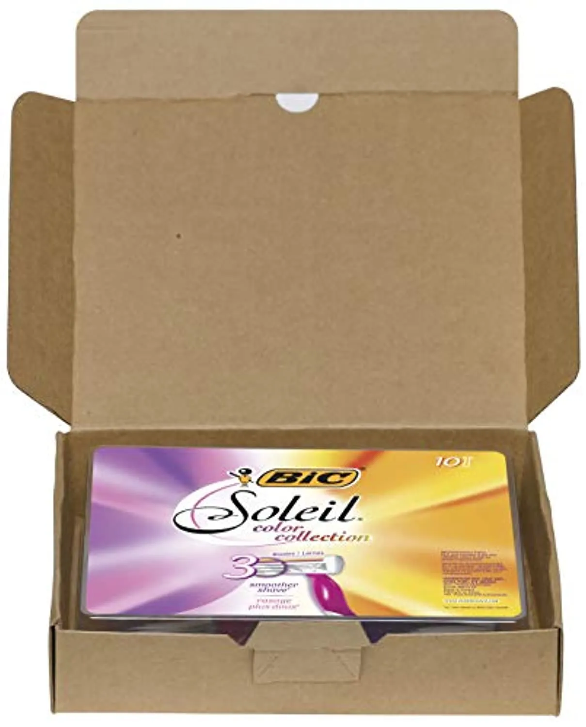 BIC Premium Shaving Razor Set with Aloe Vera and Vitamin E Lubricating Disposable Razors for Women, Strip Soleil Color, 10-Count, 3 Blades