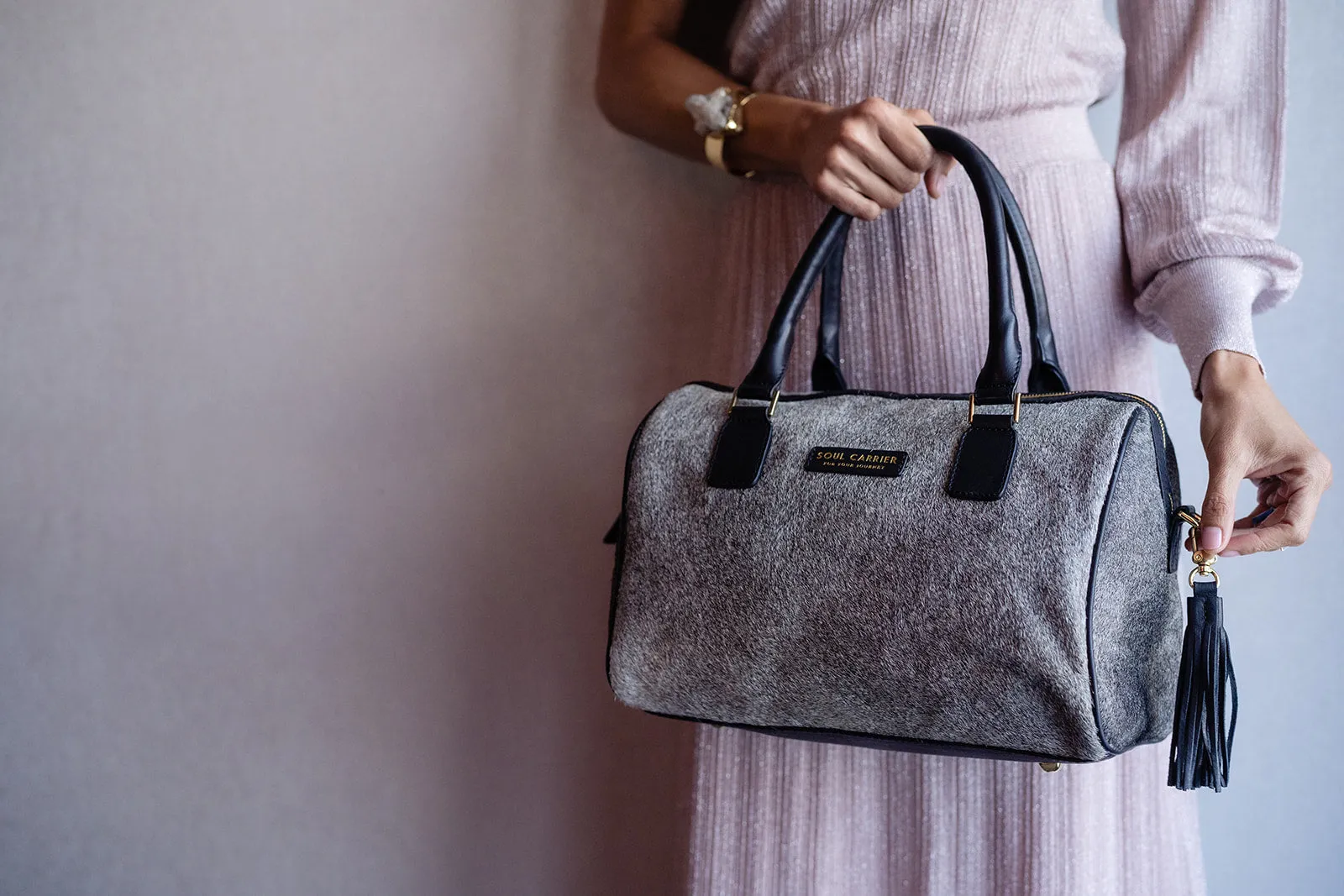 Black & White Cowhide Carryall