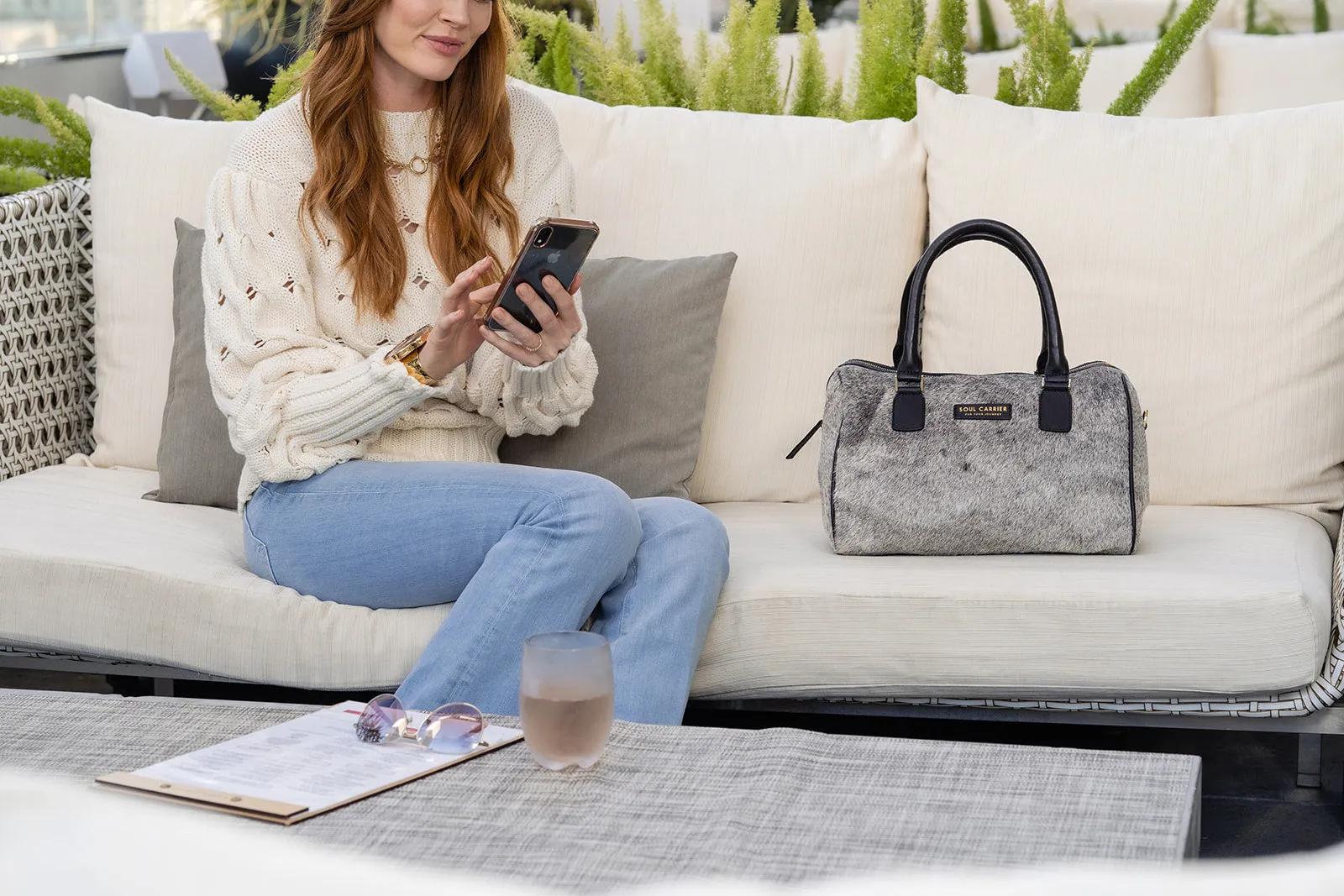 Black & White Cowhide Carryall