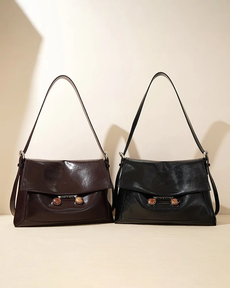 Black Leather Extra Large Soft Tote Shoulder Bag