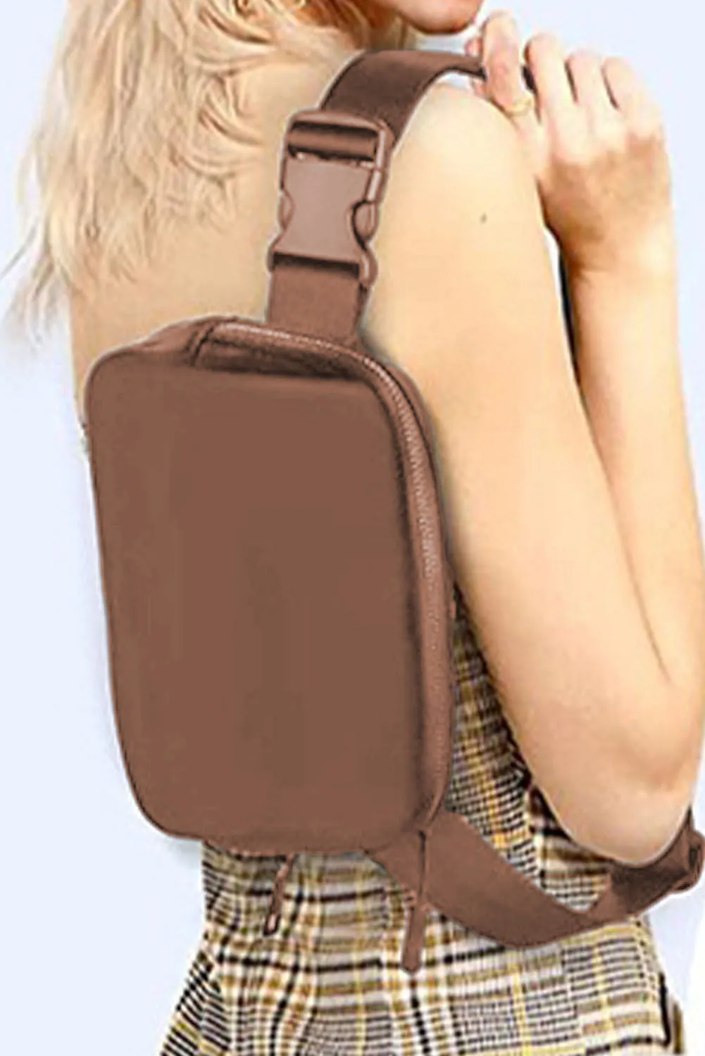 Black Waterproof Zipped Crossbody Chest Bag 20*5*14cm