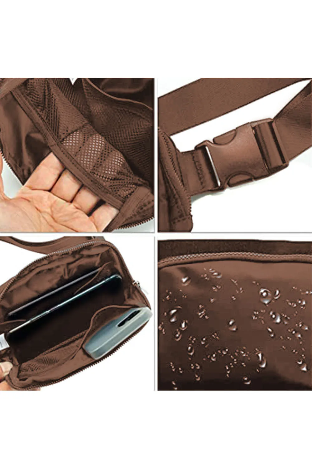 Black Waterproof Zipped Crossbody Chest Bag 20*5*14cm