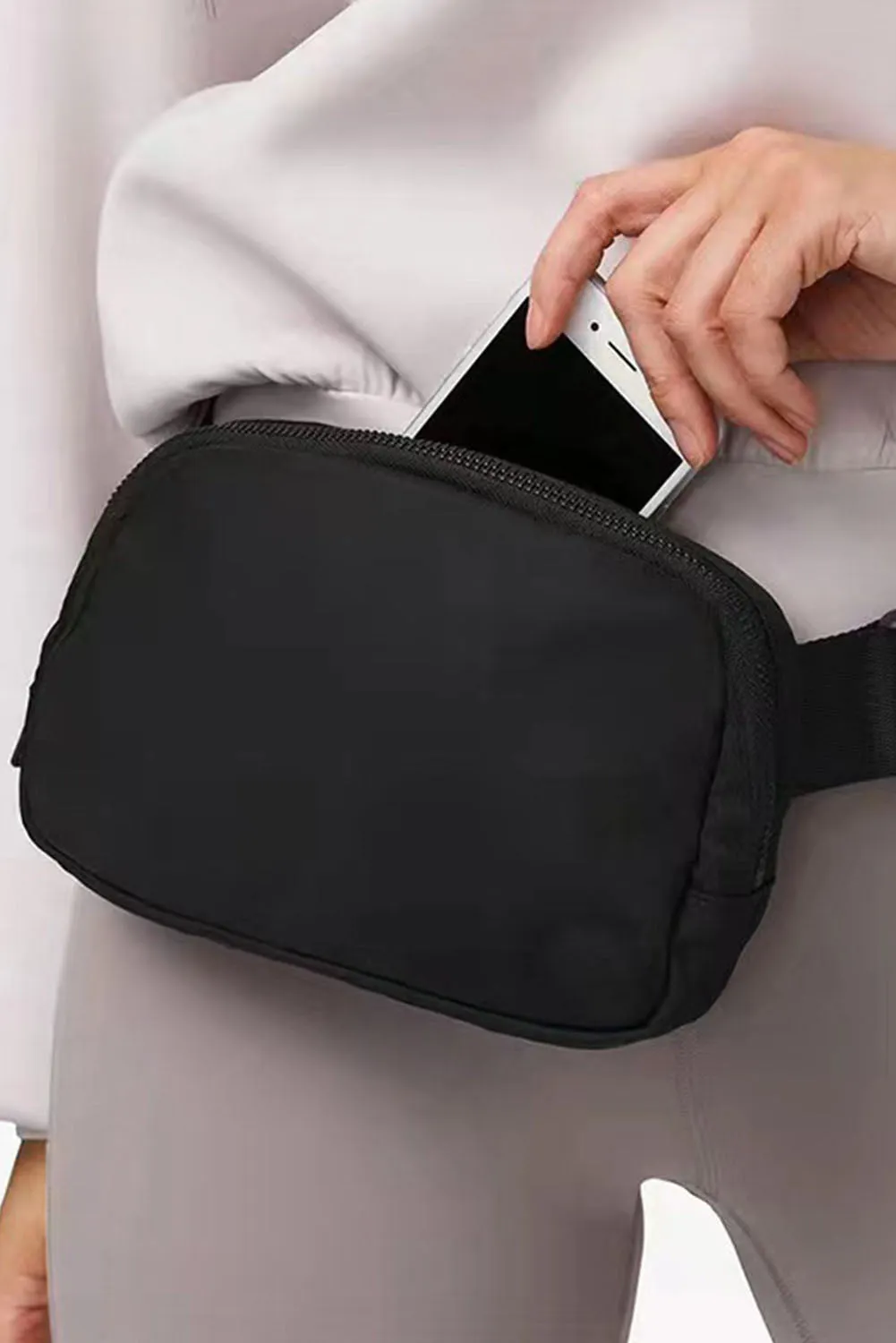 Black Waterproof Zipped Crossbody Chest Bag 20*5*14cm
