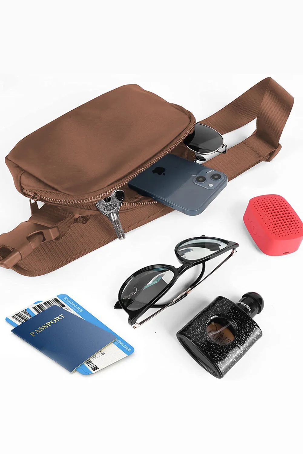 Black Waterproof Zipped Crossbody Chest Bag 20*5*14cm