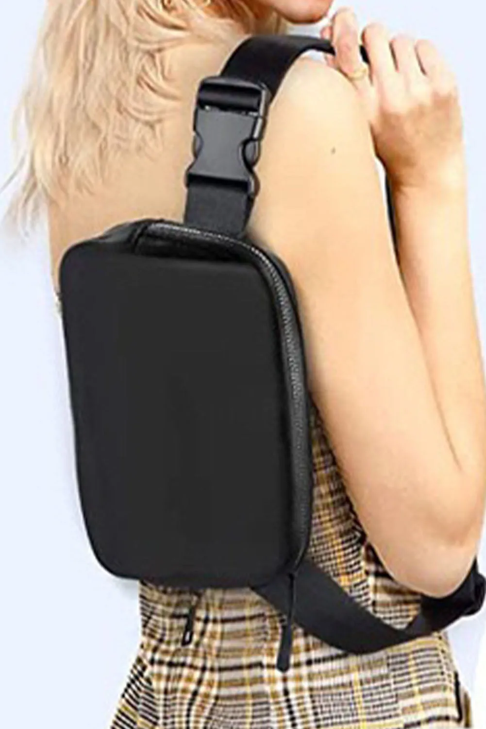 Black Waterproof Zipped Crossbody Chest Bag 20*5*14cm