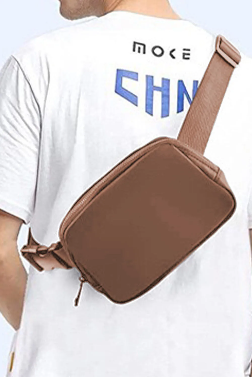Black Waterproof Zipped Crossbody Chest Bag 20*5*14cm