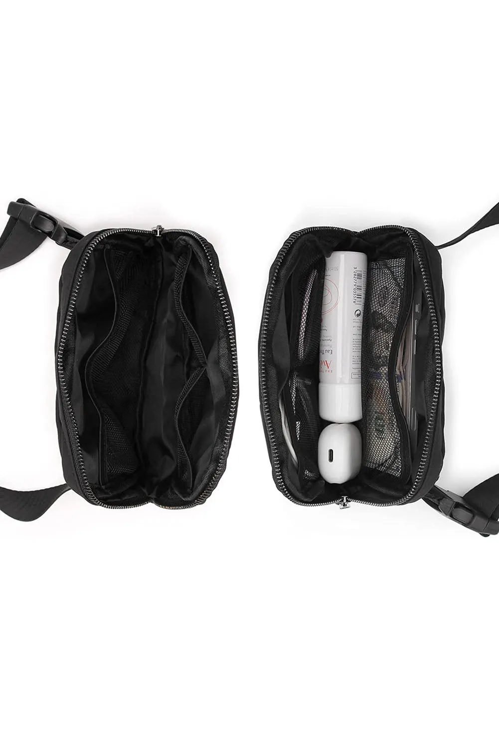 Black Waterproof Zipped Crossbody Chest Bag 20*5*14cm