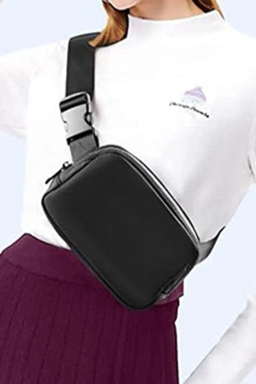 Black Waterproof Zipped Crossbody Chest Bag 20*5*14cm